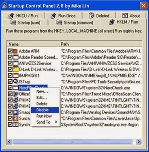 Startup Control Panel Startup Control Panel