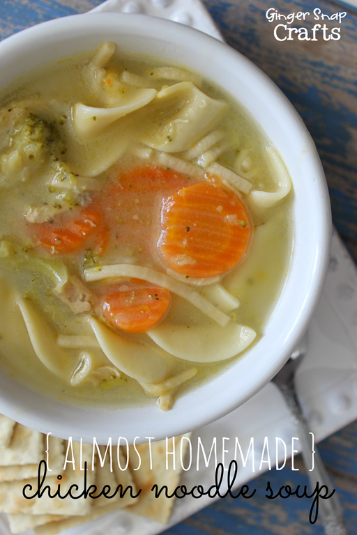 {almost homemade} Chicken Noodle Soup at GingerSnapCrafts.com #recipe #chickennoodlesoup