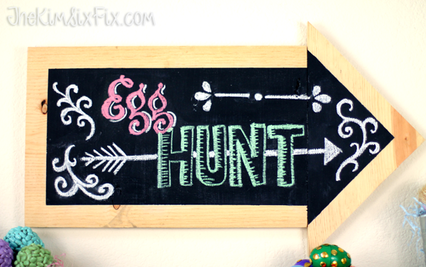 Chalkboard Arrow Egg Hunt sign