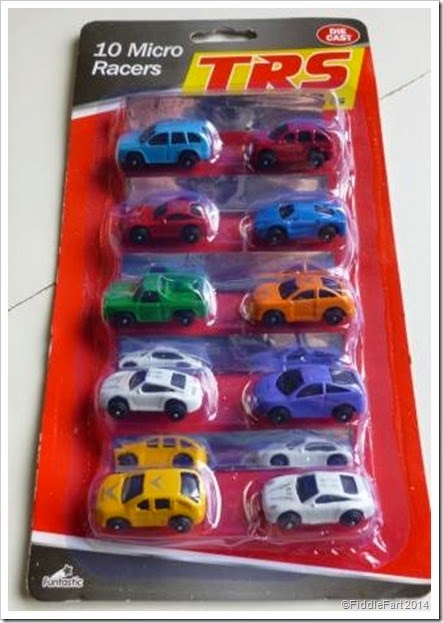 Poundland Micro racers. Car gift tags.