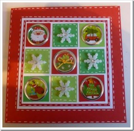 Nine Square Bright Christmas Card Snowflakes. foil Christmas stickers