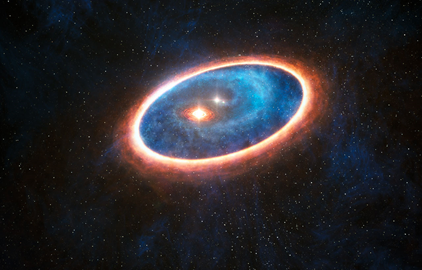 ilustração do sistema binário de estrelas GG Tauri-A