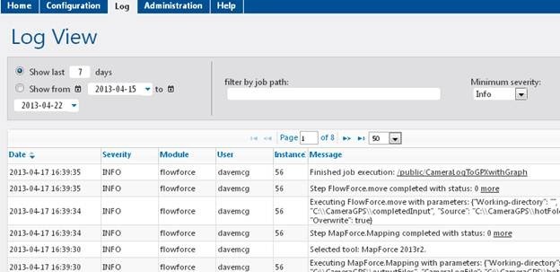 FlowForce Server Job Log