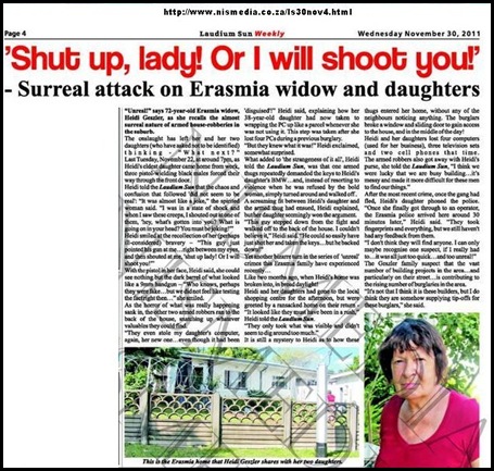 GESSLER Heidi two daughters repeat attacks by black gunmen Erasmia Nov302011 Laudium Sun Weekly