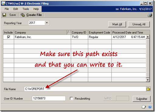 W-2 Electronic Filing window