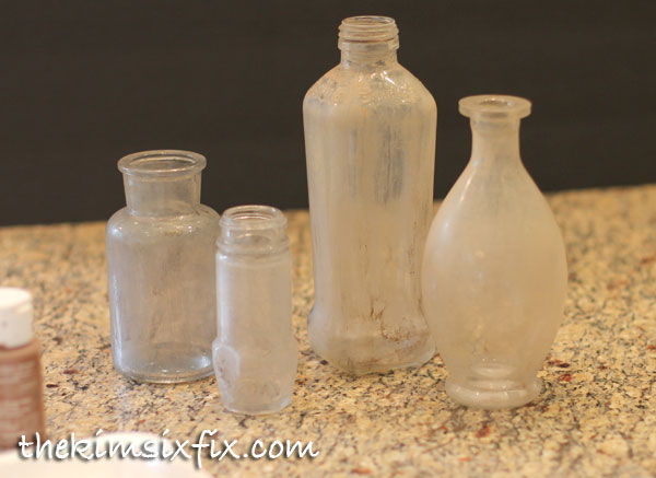 Distressed glass bottles