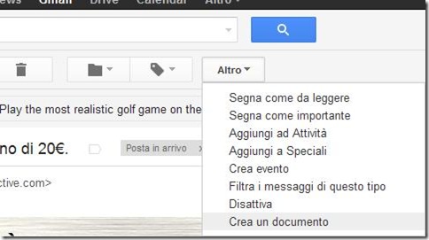 Gmail Altro opzione Crea un documento