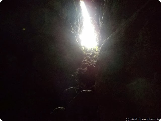looking out of the cave