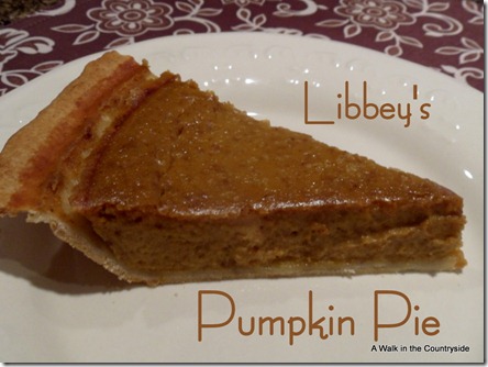 A Walk in the Countryside: Best Pumpkin Pie by Libbey's
