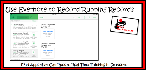 iPad apps that can be used to record real time thinking.  Ideas from Raki's Rad Resources.