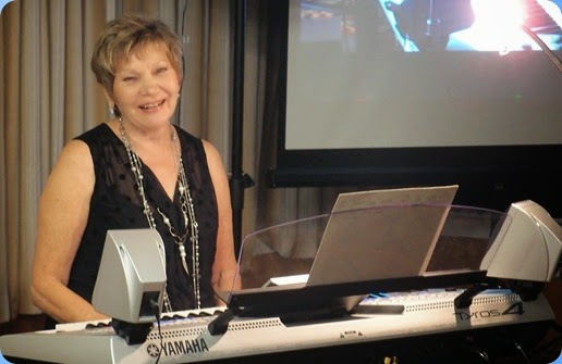 Our guest artist, Carole Littlejohn playing the Yamaha Tyros 4. Photo courtesy of Dennis Lyons