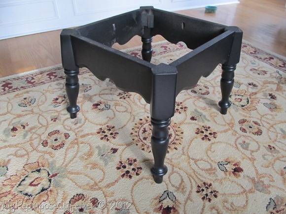 repurposed small table painted black