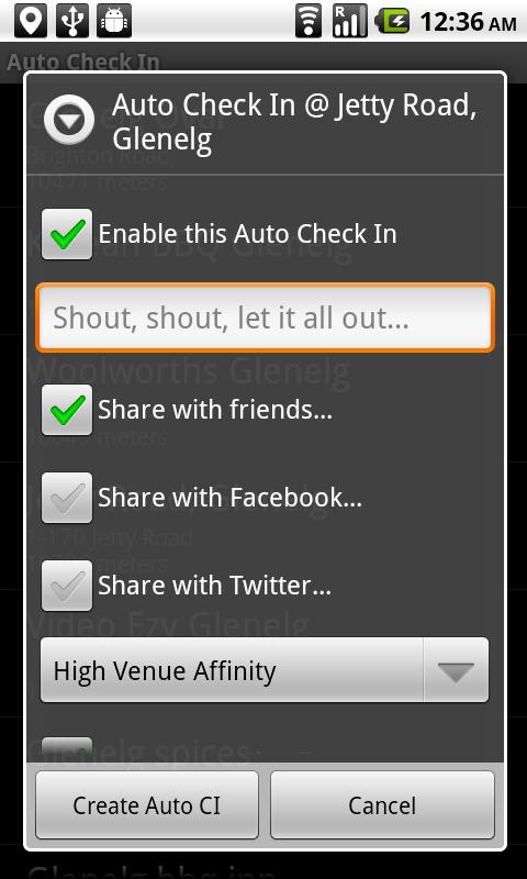 Auto Check In Screen 2