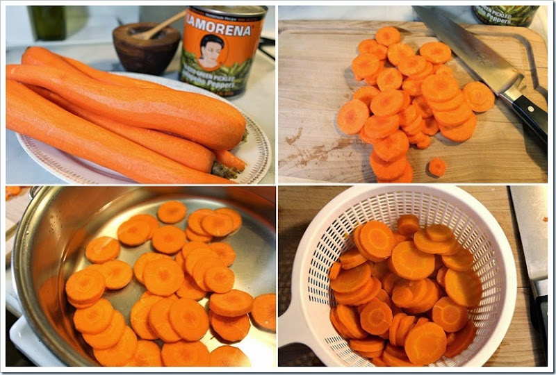 cleaning carrots and boiling them