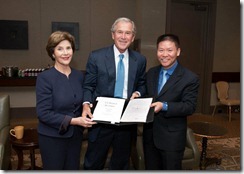 Bob Fu with President Bush and Laura in Dallas 11-01-2011