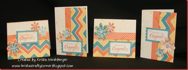 Dotty for You_4 congrats cards with lagoon, sunset and creme brulee