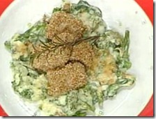 Bocconcini di maiale al sesamo con broccoletti al gratin