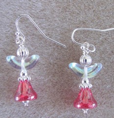 Cape red angel earrings with irredescent wings