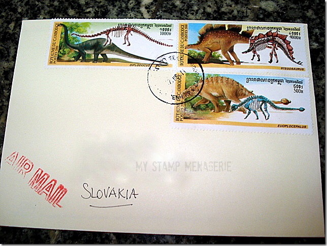 Prehistoric animals dinosaurs on Cambodian cover
