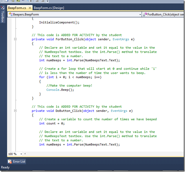 programming activity solution screenshot