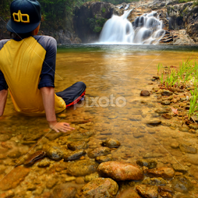 Leisure at waterfall by Azam Khalid - Landscapes Waterscapes