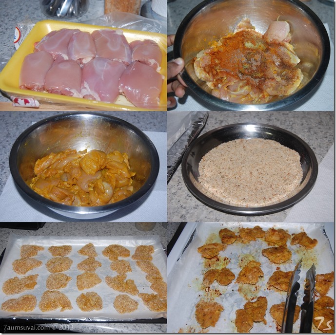 Baked chicken nuggets process