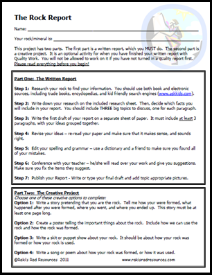 Rock Project - a perfect opportunity to allow students to present information to their peers.  from Raki's Rad Resources
