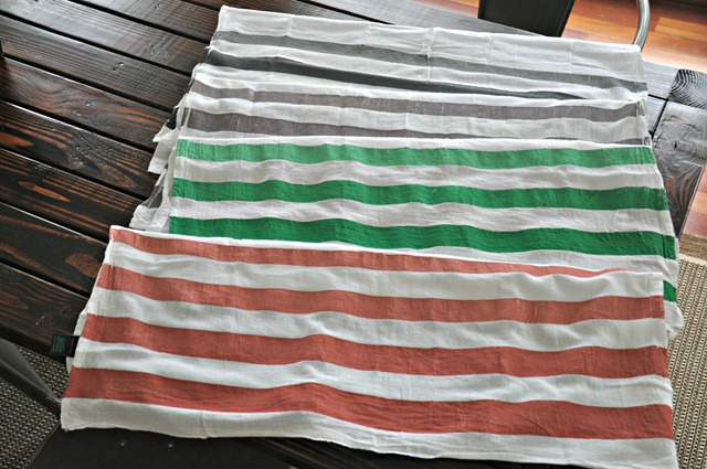 quick and easy striped ombre tea towels