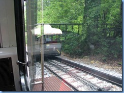 8790 Lookout Mountain, Tennessee - Incline Railway - going up - the 'Switch' at the halfway point where the two cars pass alongside each other