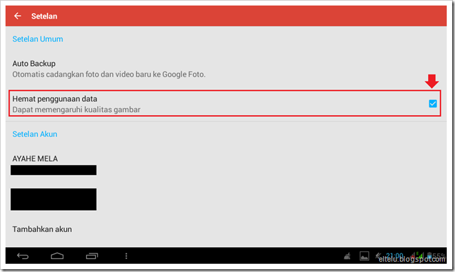 Screenshot Menu Untuk Menghemat Penggunaan Data Pada Google+ For Android