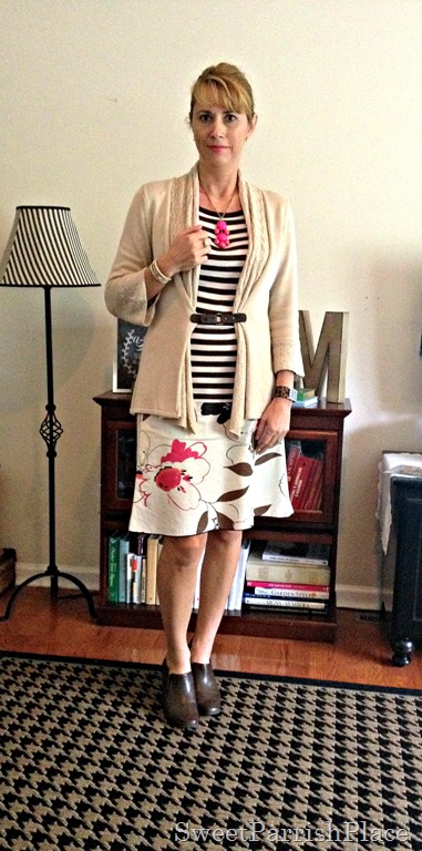 floral skirt and stripes