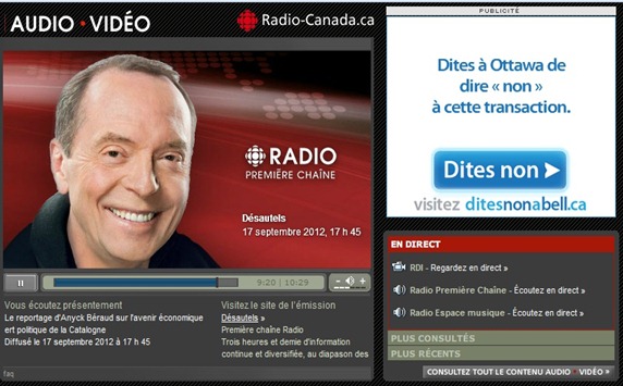 Catalogne sus Radio Canada
