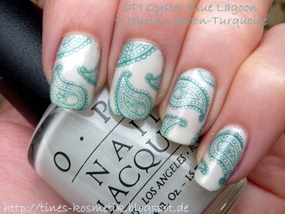 OPI Oyster Blue Lagoon Stamping 2