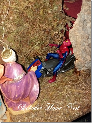 Spiderman at the nativity scene