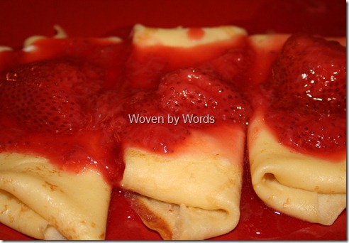 Strawberry Cheese Blintzes via Woven by Words