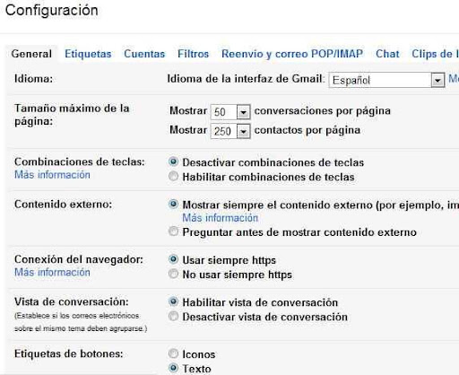 configuracion de gmail configuracion de gmail