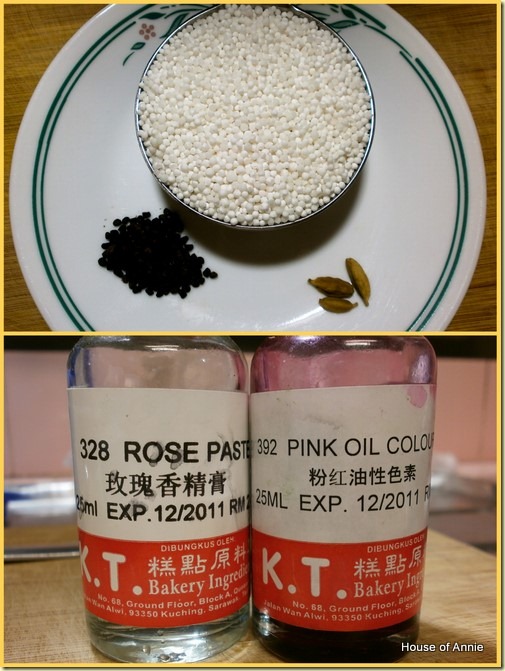 Ingredients for Rose Cardamom Sago Gula Melaka