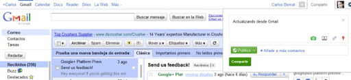 Actualizar Google+ plus desde Gmail