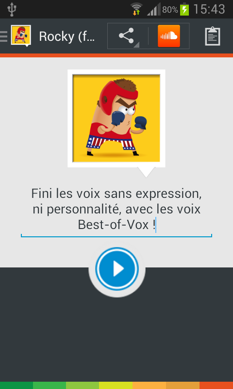 Android application Rocky voice (French) screenshort