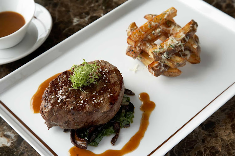 Tuscan Grille's fillet with house-made fries provides a filling way to end your day aboard a Celebrity cruise.