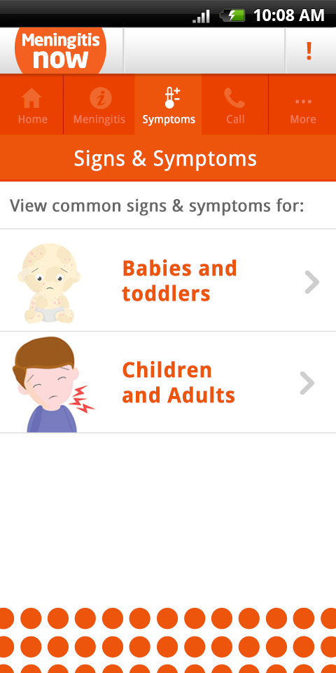 Meningitis signs and symptoms Screen 3