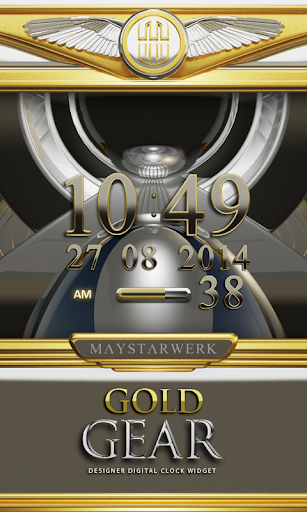 Digi Clock Widget Gold Gear