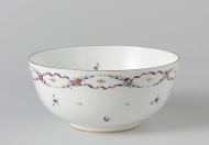 Spoelkom, beschilderd met strooibloemen en gouden lovertjes