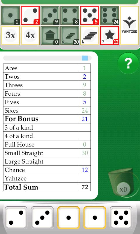 Android application Yahtzy Online screenshort