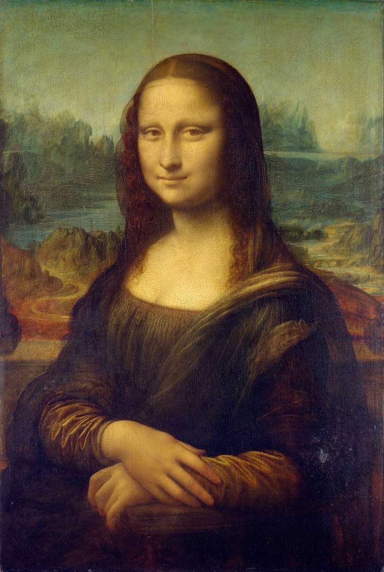 "The Mona Lisa" (c. 1503-1506), oil on wood panel by Leonardo da Vinci at the Louvre in Paris. (Oh, and technically, it's a Leonardo, not a "da Vinci.")