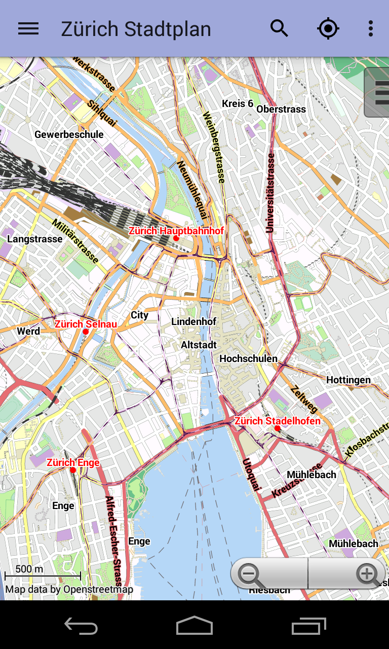 Android application Zurich Offline City Map screenshort