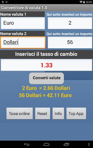 Convertitore di valuta offline