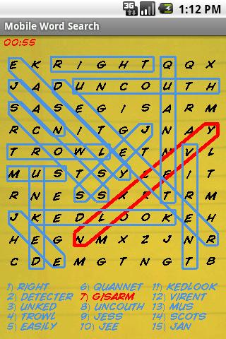 Mobile Word Search Screen 2