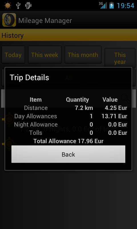 Mileage Manager - GPS Tracker Screen 3