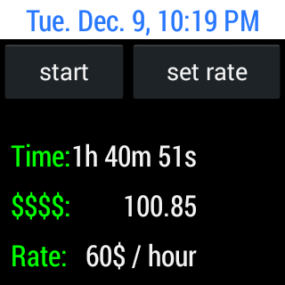 Punch clock hourly rate timer